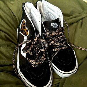 Leopard Print Vans Zipper back high tops